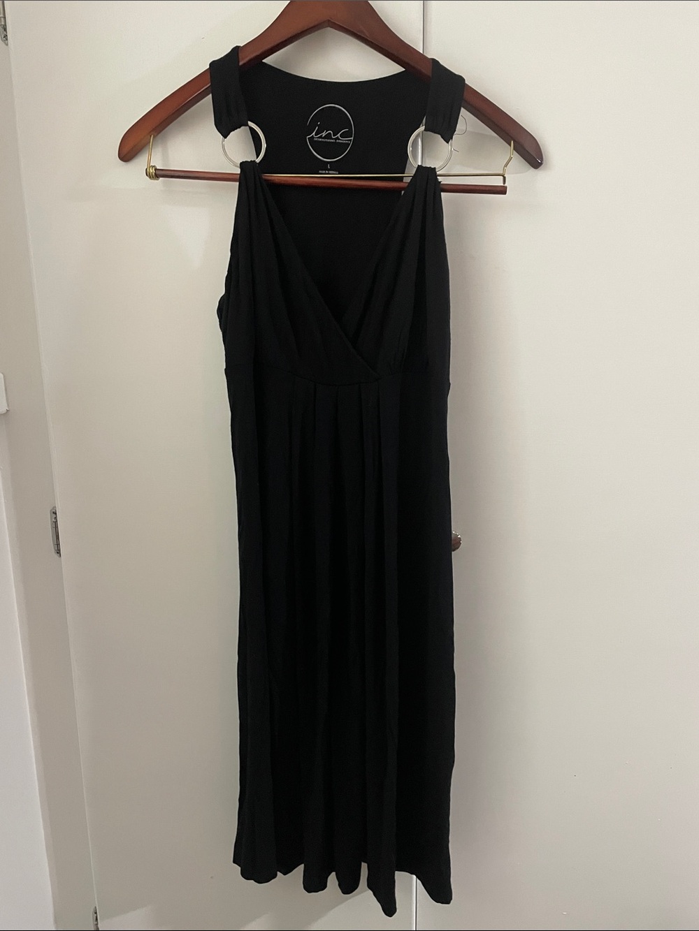 INC International Concepts Black Ring-Shoulder Dress